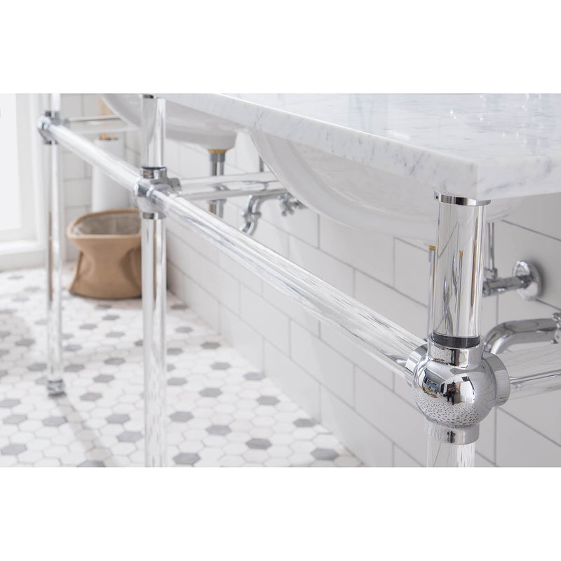 Water Creation Empire 72" Wide Double Wash Stand P-Trap Counter Top with Basin and F2-0012 Faucet included In Chrome Finish EP72D-0112