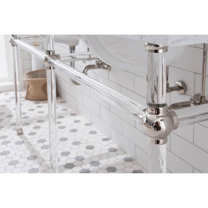 Water Creation Empire 72" Wide Double Wash Stand P-Trap Counter Top with Basin and F2-0009 Faucet included In Polished Nickel PVD Finish EP72D-0509