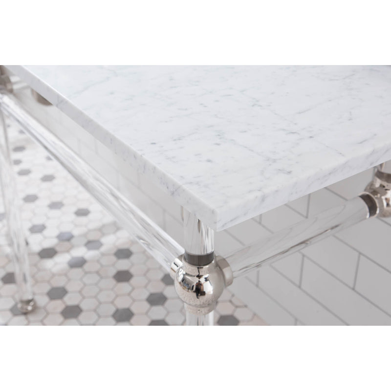 Water Creation Empire 72" Wide Double Wash Stand P-Trap Counter Top with Basin and F2-0009 Faucet included In Polished Nickel PVD Finish EP72D-0509