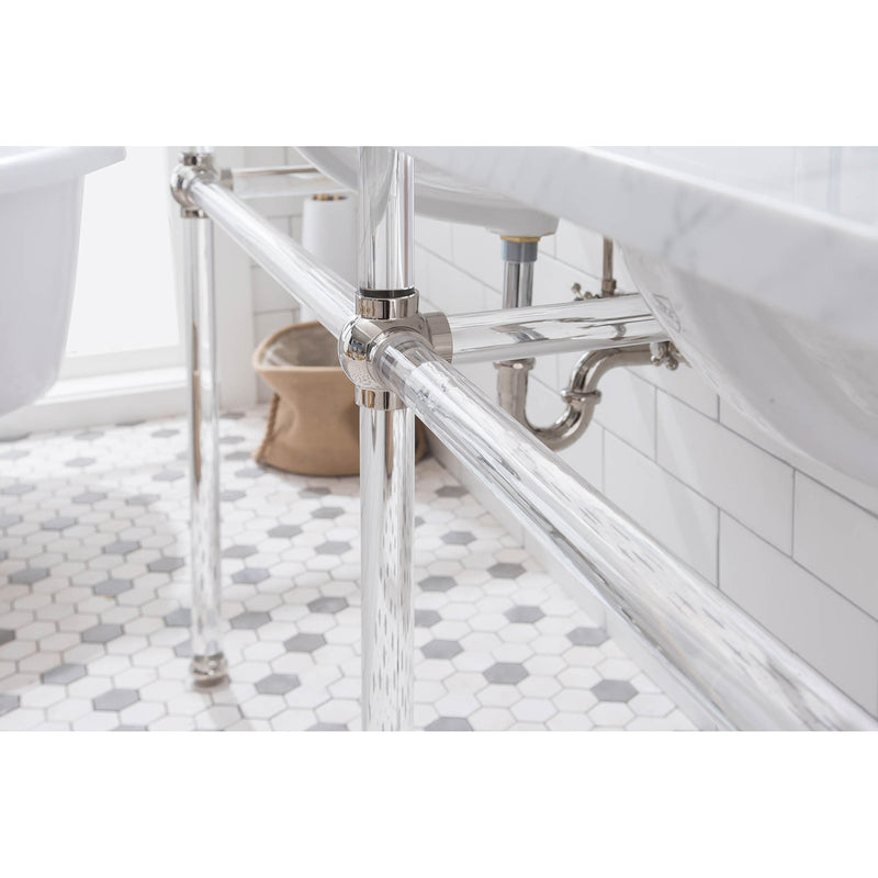 Water Creation Empire 72" Wide Double Wash Stand P-Trap Counter Top with Basin and F2-0009 Faucet included In Polished Nickel PVD Finish EP72D-0509