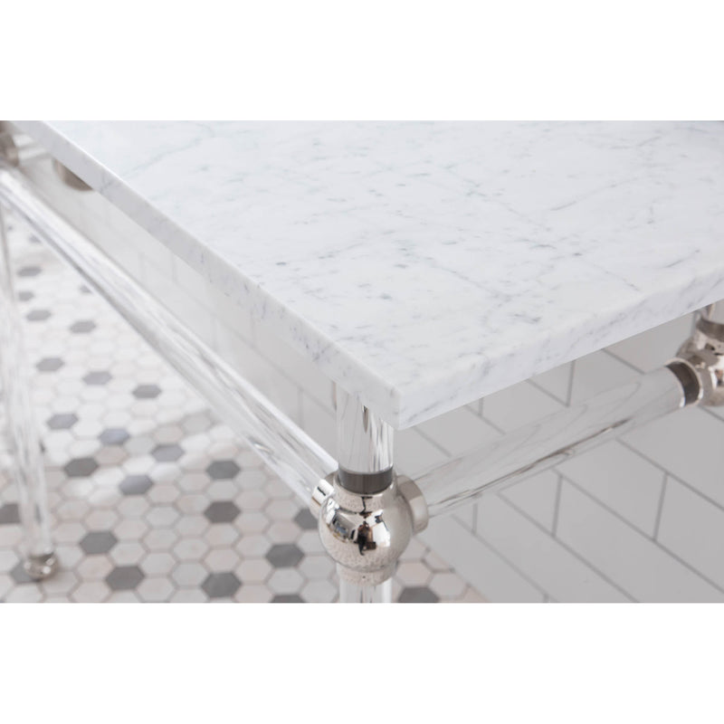 Water Creation Empire 72" Wide Double Wash Stand P-Trap Counter Top with Basin F2-0012 Faucet and Mirror included In Polished Nickel PVD Finish EP72E-0512