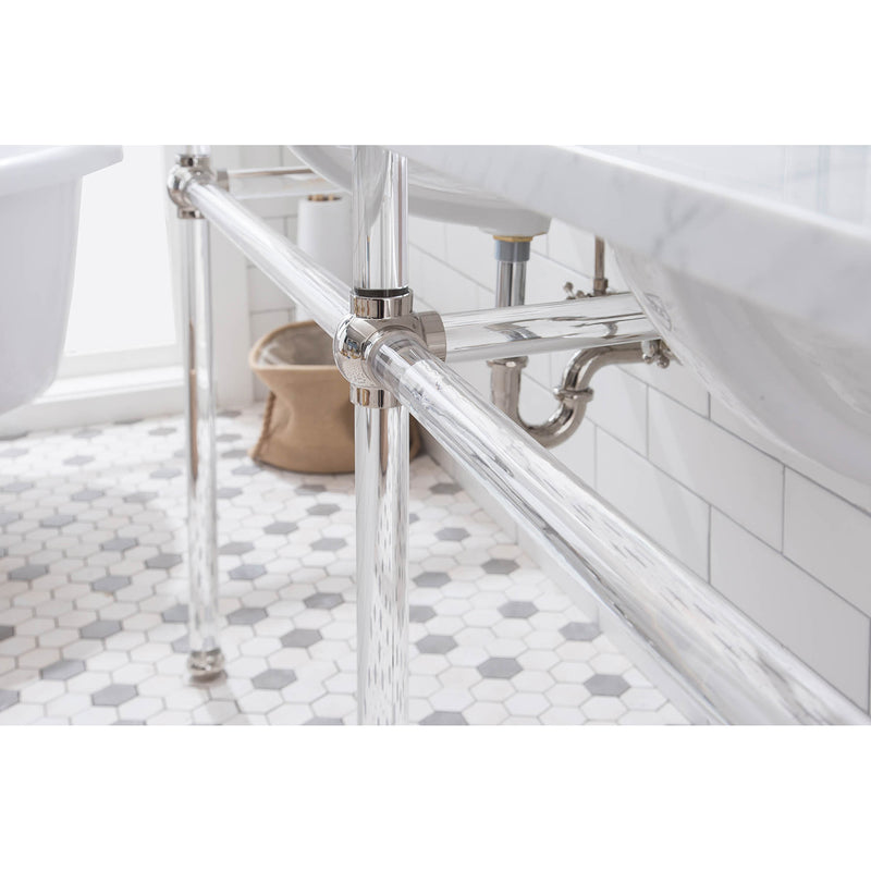 Water Creation Empire 72" Wide Double Wash Stand P-Trap Counter Top with Basin and F2-0013 Faucet included In Polished Nickel PVD Finish EP72D-0513