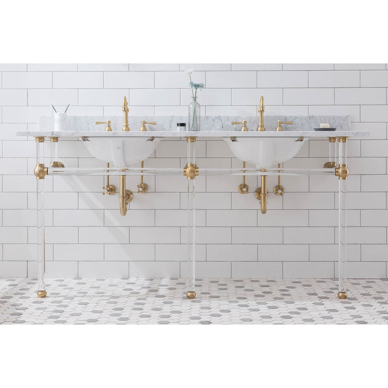 Water Creation Empire 72" Wide Double Wash Stand P-Trap and Counter Top with Basin included In Satin Gold Finish EP72C-0600