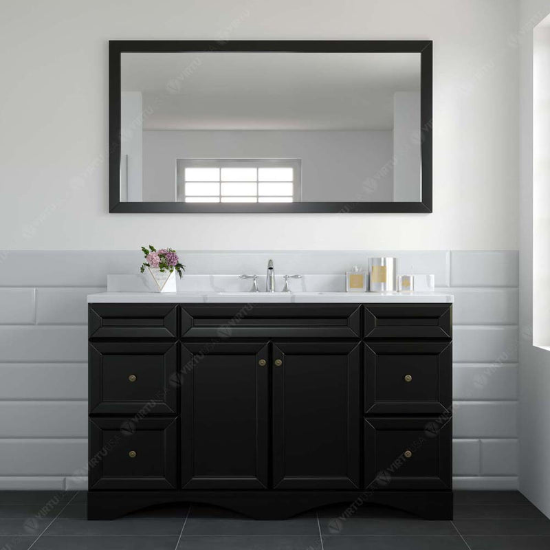 Modern Fittings Talisa 60" Single Bath Vanity with Calacatta Quartz Top and Round Sink Nickel Faucet