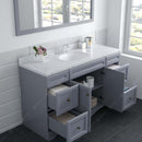 Modern Fittings Talisa 60" Single Bath Vanity with Calacatta Quartz Top and Round Sink Nickel Faucet