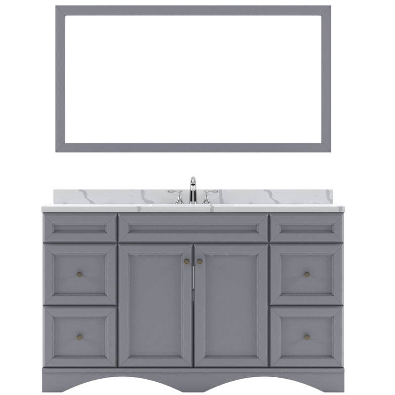 Modern Fittings Talisa 60" Single Bath Vanity with Calacatta Quartz Top and Round Sink Nickel Faucet