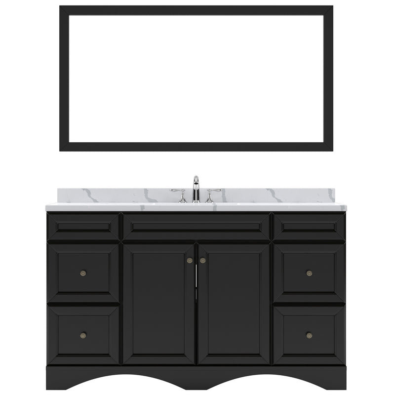 Modern Fittings Talisa 60" Single Bath Vanity with Calacatta Quartz Top and Square Sink Nickel Faucet