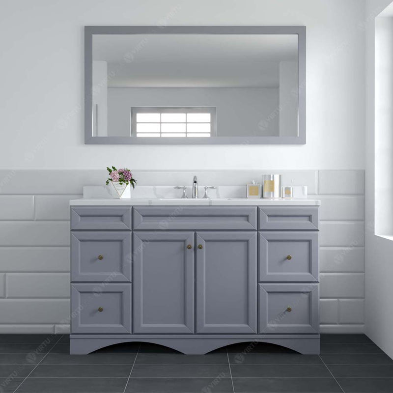 Modern Fittings Talisa 60" Single Bath Vanity with Calacatta Quartz Top and Square Sink Nickel Faucet