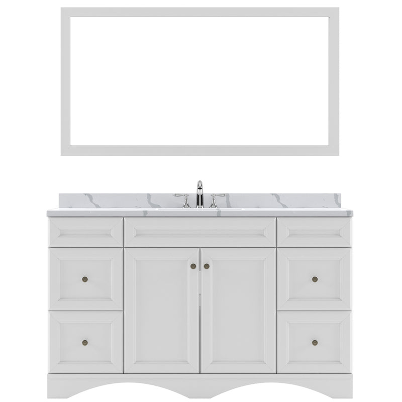 Modern Fittings Talisa 60" Single Bath Vanity with Calacatta Quartz Top and Square Sink Nickel Faucet