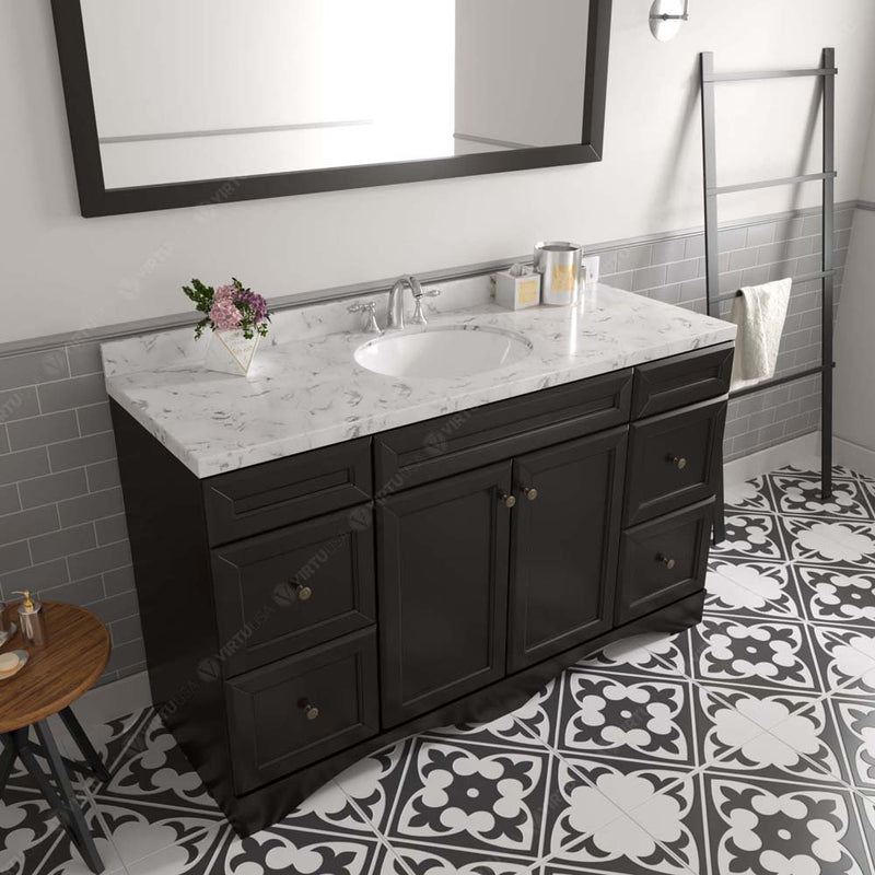 Modern Fittings Talisa 60" Single Bath Vanity in Espresso with Cultured Marble Quartz Top and Round Sink