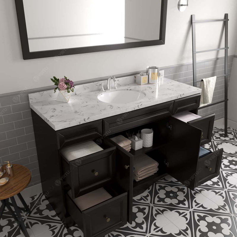 Modern Fittings Talisa 60" Single Bath Vanity in Espresso with Cultured Marble Quartz Top and Round Sink