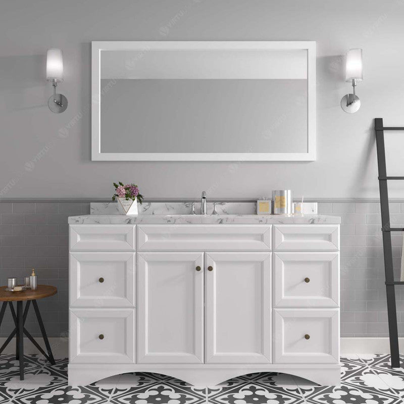 Modern Fittings Talisa 60" Single Bath Vanity with Cultured Marble Quartz Top and Square Sink Nickel Faucet