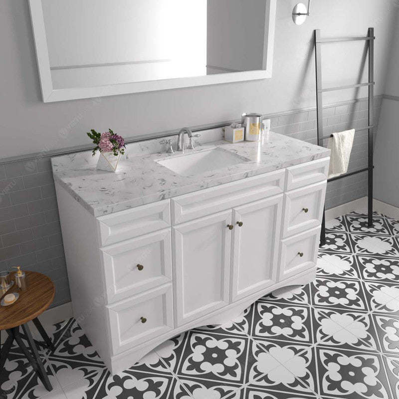 Modern Fittings Talisa 60" Single Bath Vanity with Cultured Marble Quartz Top and Square Sink Nickel Faucet