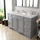 Modern Fittings Talisa 60" Single Bath Vanity with Dazzle White Quartz Top and Round Sink Nickel Faucet