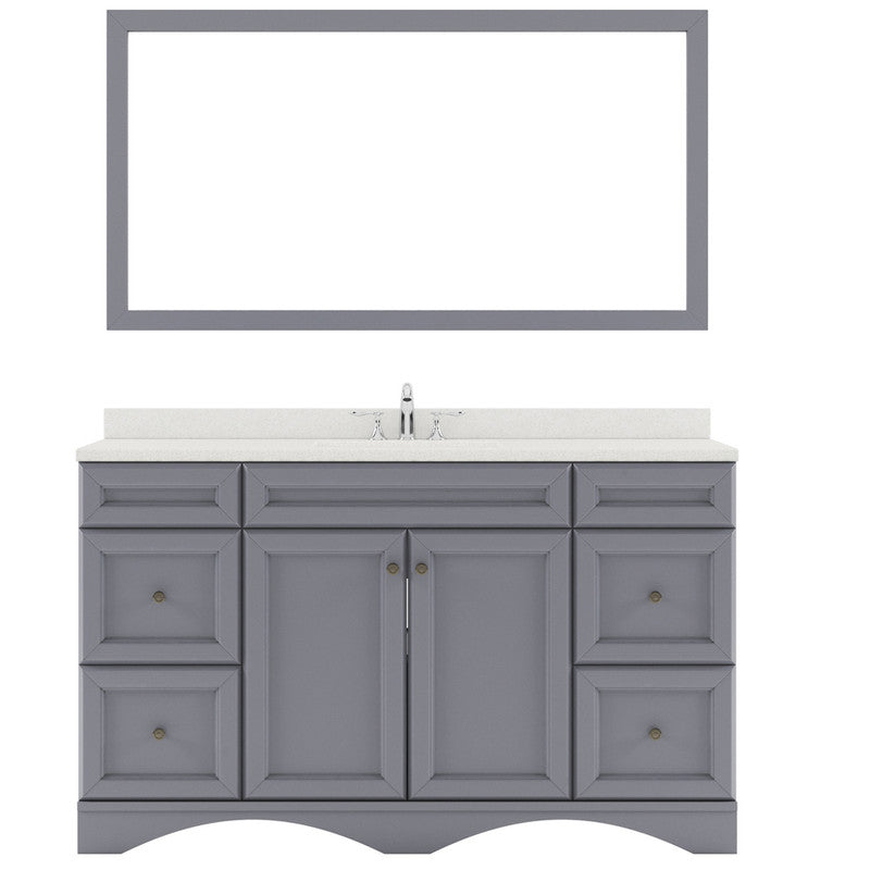 Modern Fittings Talisa 60" Single Bath Vanity with Dazzle White Quartz Top and Round Sink Nickel Faucet