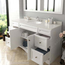 Modern Fittings Talisa 60" Single Bath Vanity with Dazzle White Quartz Top and Round Sink Nickel Faucet