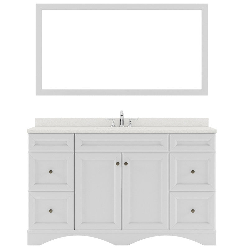 Modern Fittings Talisa 60" Single Bath Vanity with Dazzle White Quartz Top and Round Sink Nickel Faucet