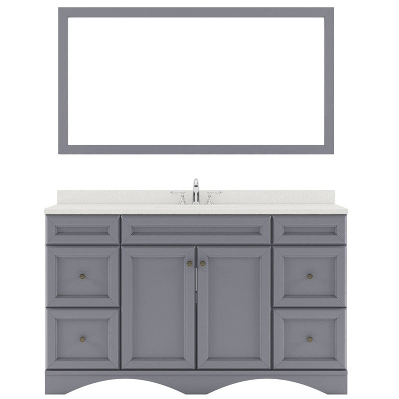 Modern Fittings Talisa 60" Single Bath Vanity with Dazzle White Quartz Top and Square Sink Nickel Faucet