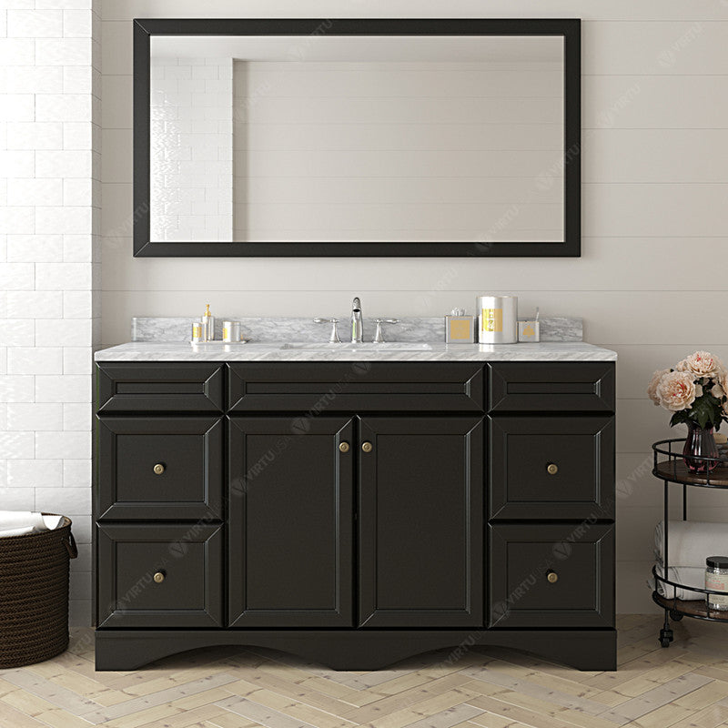 Modern Fittings Talisa 60" Single Bath Vanity with White Marble Top and Round Sink