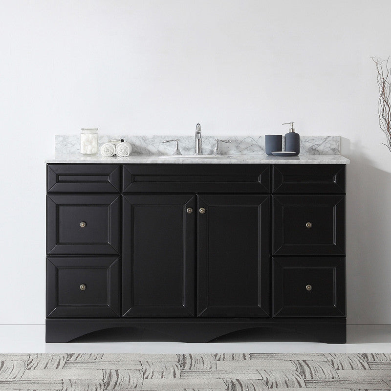 Modern Fittings Talisa 60" Single Bath Vanity with White Marble Top and Round Sink