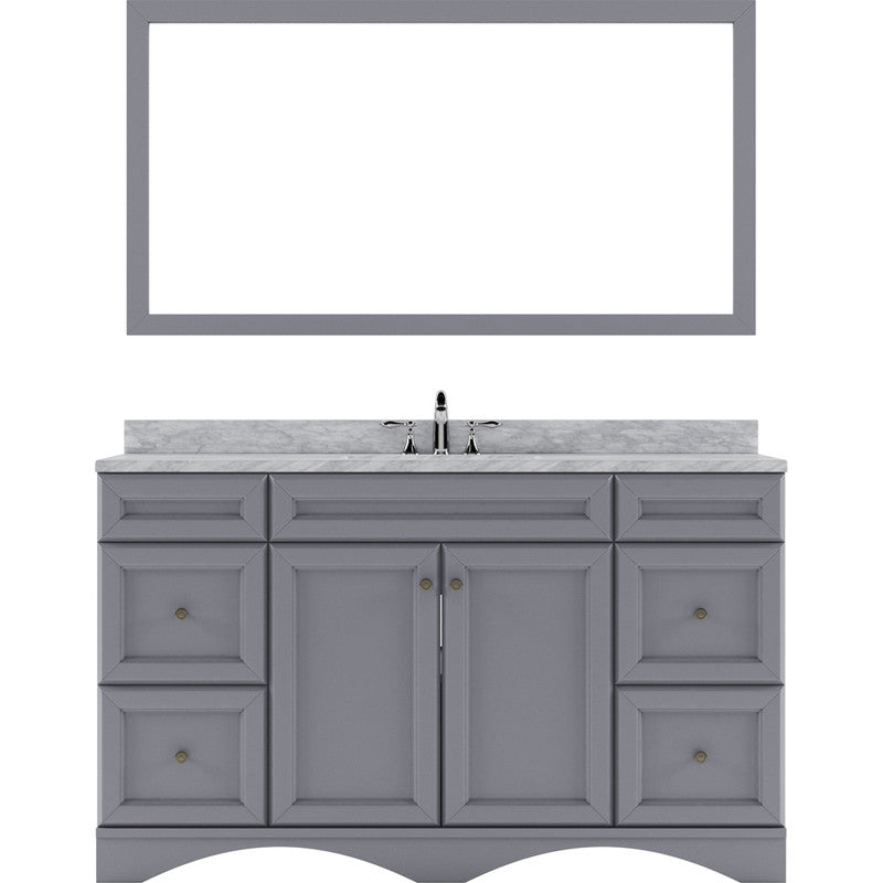 Modern Fittings Talisa 60" Single Bath Vanity with White Marble Top and Round Sink Nickel Faucet