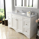 Modern Fittings Talisa 60" Single Bath Vanity with White Marble Top and Round Sink Nickel Faucet