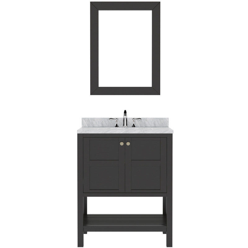 Modern Fittings Winterfell 30" Single Bath Vanity with White Marble Top and Round Sink