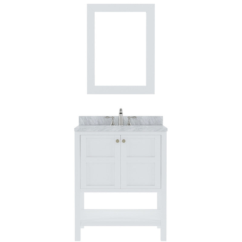 Modern Fittings Winterfell 30" Single Bath Vanity with White Marble Top and Round Sink