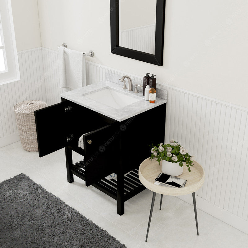 Modern Fittings Winterfell 30" Single Bath Vanity with White Marble Top and Square Sink Nickel Faucet