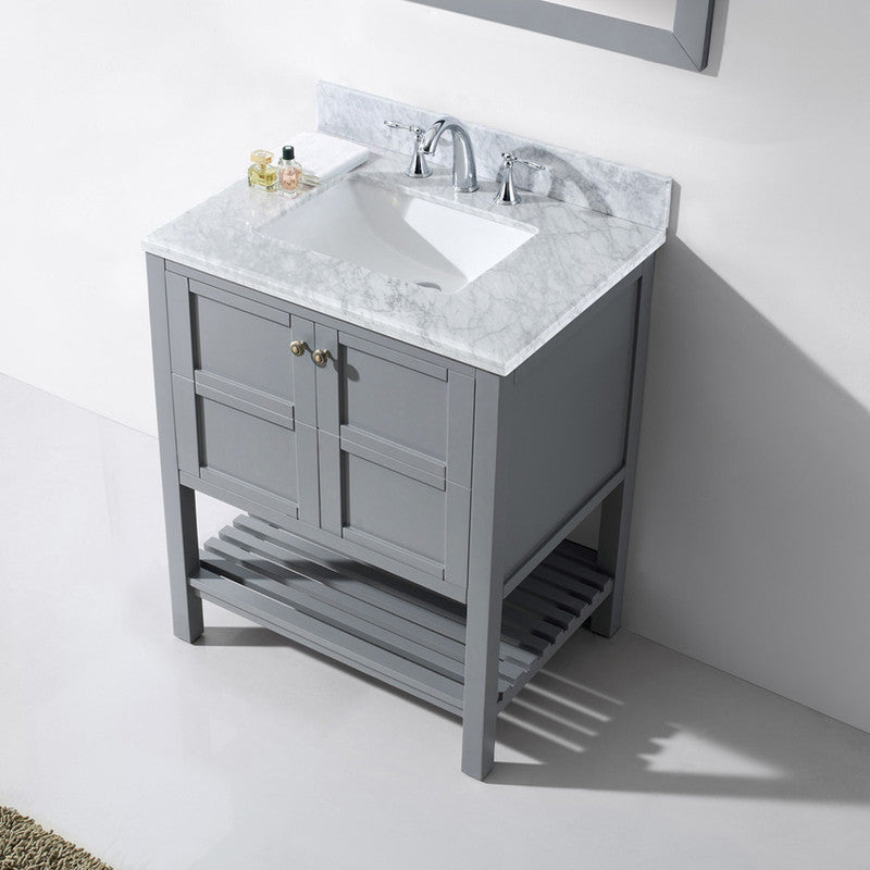 Modern Fittings Winterfell 30" Single Bath Vanity with White Marble Top and Square Sink