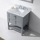 Modern Fittings Winterfell 30" Single Bath Vanity with White Marble Top and Square Sink Nickel Faucet