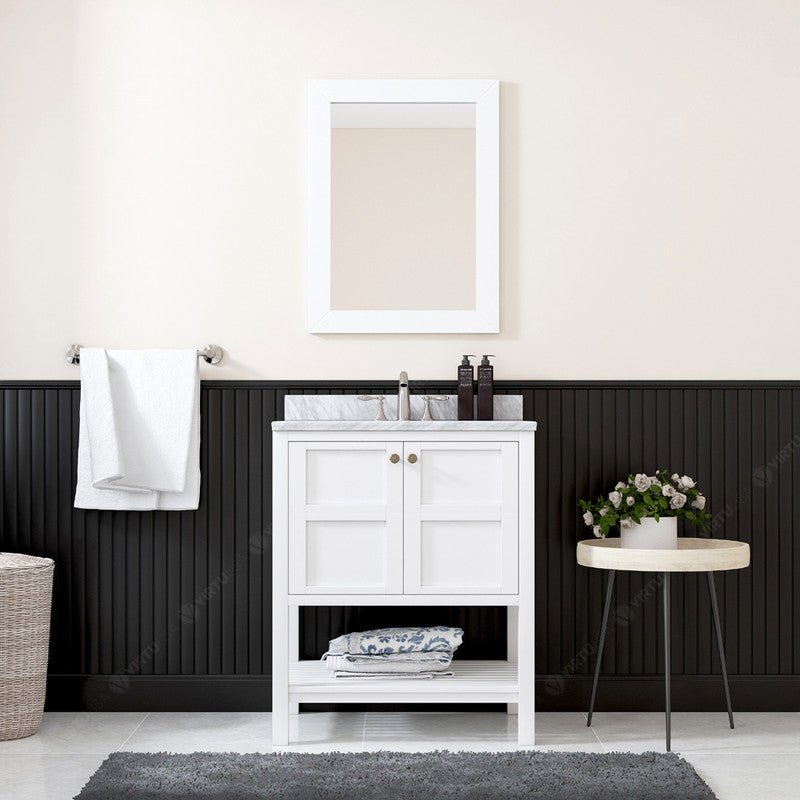 Modern Fittings Winterfell 30" Single Bath Vanity with White Marble Top and Square Sink