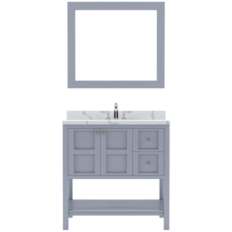 Modern Fittings Winterfell 36" Single Bath Vanity with Calacatta Quartz Top and Round Sink