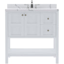 Modern Fittings Winterfell 36" Single Bath Vanity with Calacatta Quartz Top and Round Sink