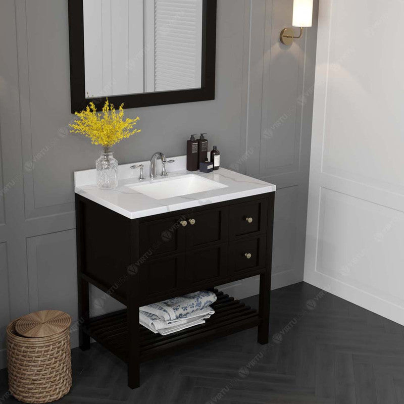 Modern Fittings Winterfell 36" Single Bath Vanity with Calacatta Quartz Top and Square Sink