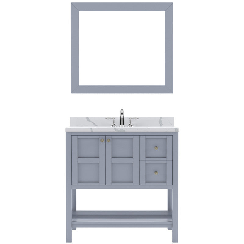 Modern Fittings Winterfell 36" Single Bath Vanity with Calacatta Quartz Top and Square Sink