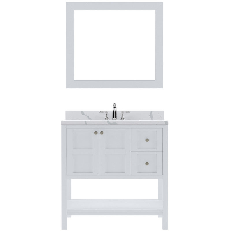 Modern Fittings Winterfell 36" Single Bath Vanity with Calacatta Quartz Top and Square Sink