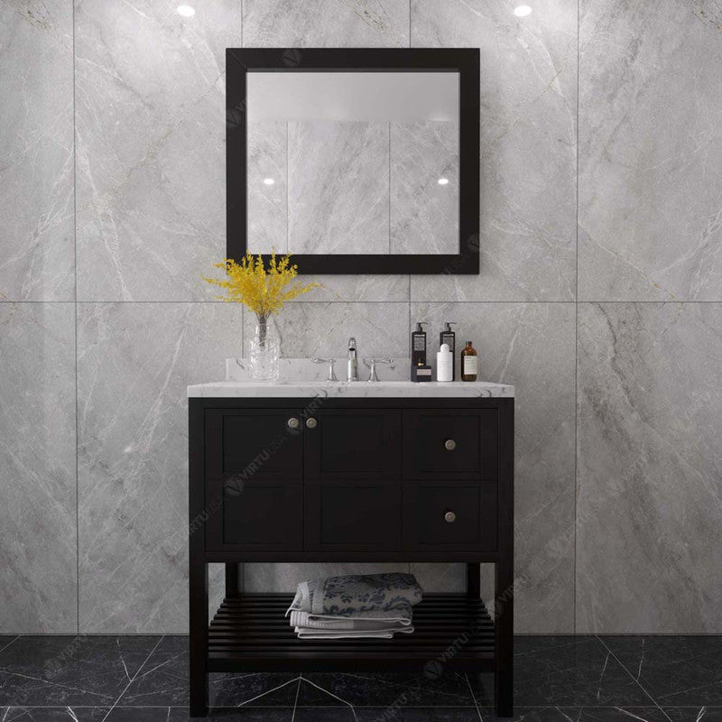 Modern Fittings Winterfell 36" Single Bath Vanity with Cultured Marble Quartz Top and Round Sink Nickel Faucet