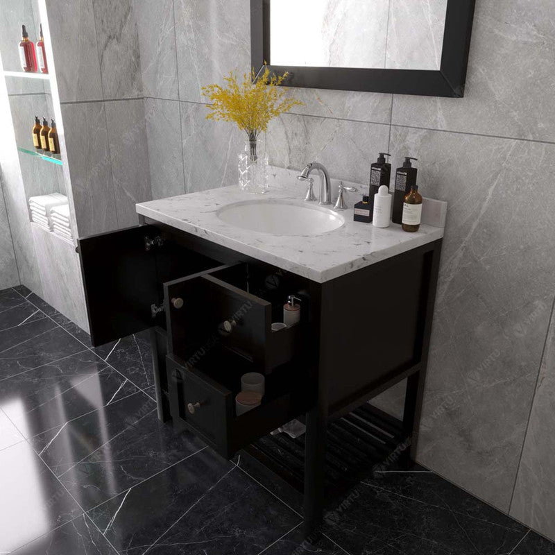 Modern Fittings Winterfell 36" Single Bath Vanity with Cultured Marble Quartz Top and Round Sink Nickel Faucet