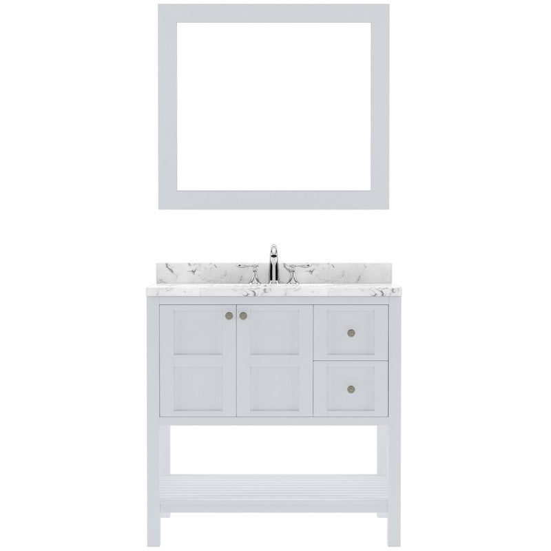 Modern Fittings Winterfell 36" Single Bath Vanity with Cultured Marble Quartz Top and Round Sink Nickel Faucet