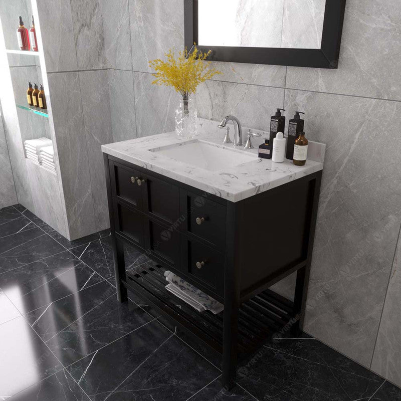 Modern Fittings Winterfell 36" Single Bath Vanity with Cultured Marble Quartz Top and Square Sink