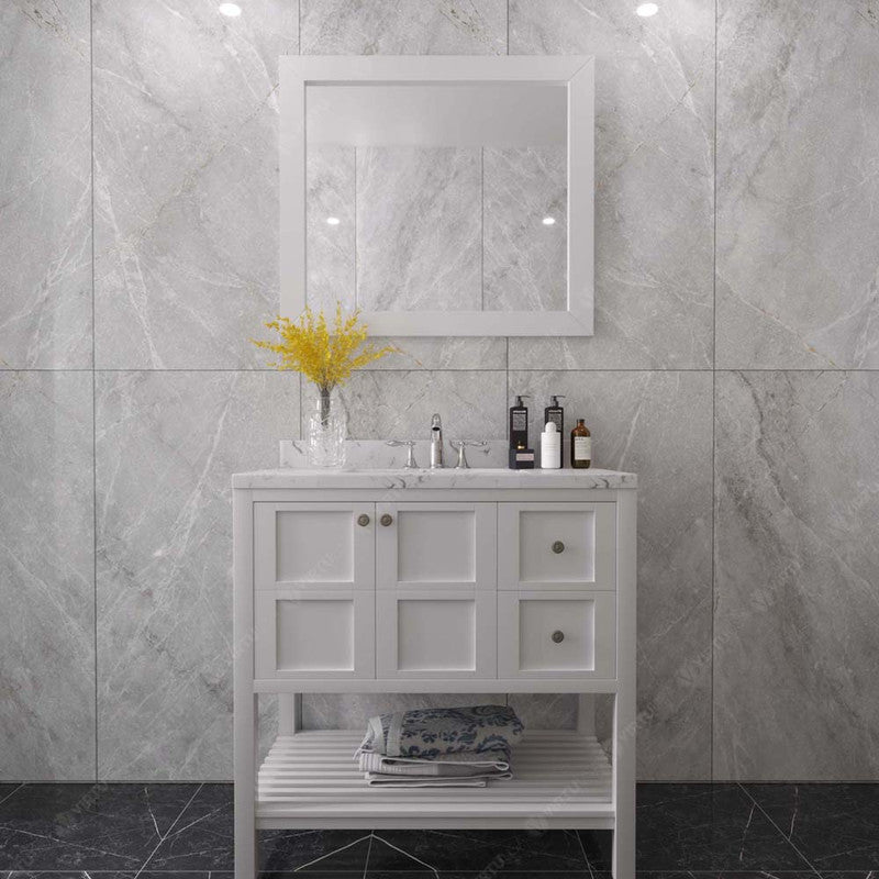 Modern Fittings Winterfell 36" Single Bath Vanity with Cultured Marble Quartz Top and Square Sink Nickel Faucet