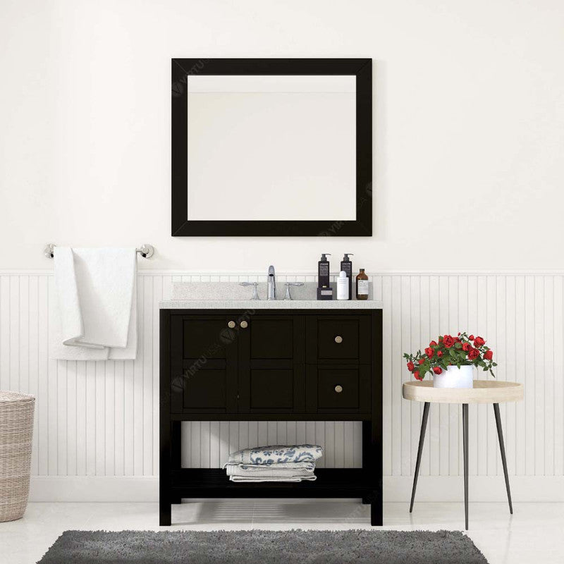 Modern Fittings Winterfell 36" Single Bath Vanity with Dazzle White Quartz Top and Round Sink Nickel Faucet