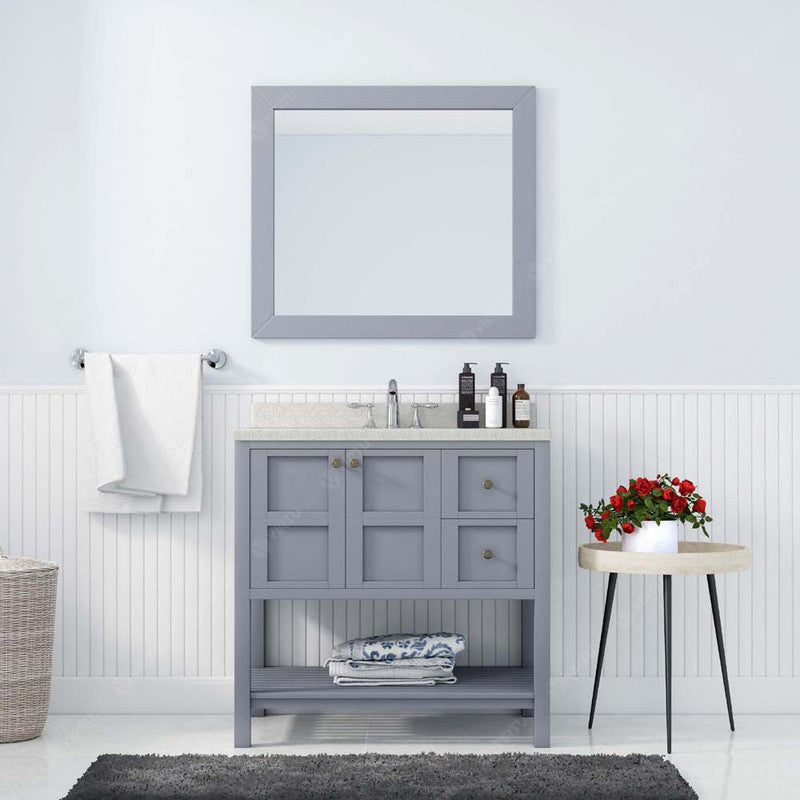 Modern Fittings Winterfell 36" Single Bath Vanity with Dazzle Quartz Top and Round Sink