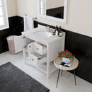 Modern Fittings Winterfell 36" Single Bath Vanity with Dazzle White Quartz Top and Round Sink Nickel Faucet