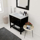 Modern Fittings Winterfell 36" Single Bath Vanity with Dazzle White Quartz Top and Square Sink Nickel Faucet