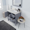 Modern Fittings Winterfell 36" Single Bath Vanity with Dazzle White Quartz Top and Square Sink Nickel Faucet