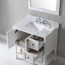 Modern Fittings Winterfell 36" Single Bath Vanity with White Marble Top and Square Sink Nickel Faucet