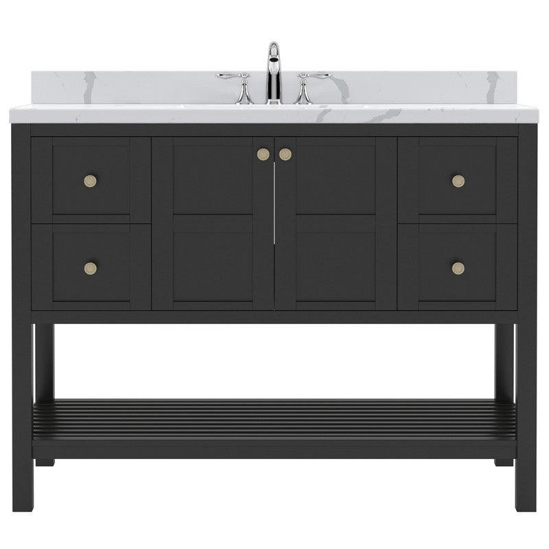 Modern Fittings Winterfell 48" Single Bath Vanity with Calacatta Quartz Top and Round Sink