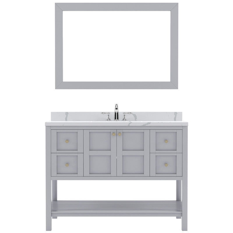 Modern Fittings Winterfell 48" Single Bath Vanity with Calacatta Quartz Top and Round Sink Nickel Faucet